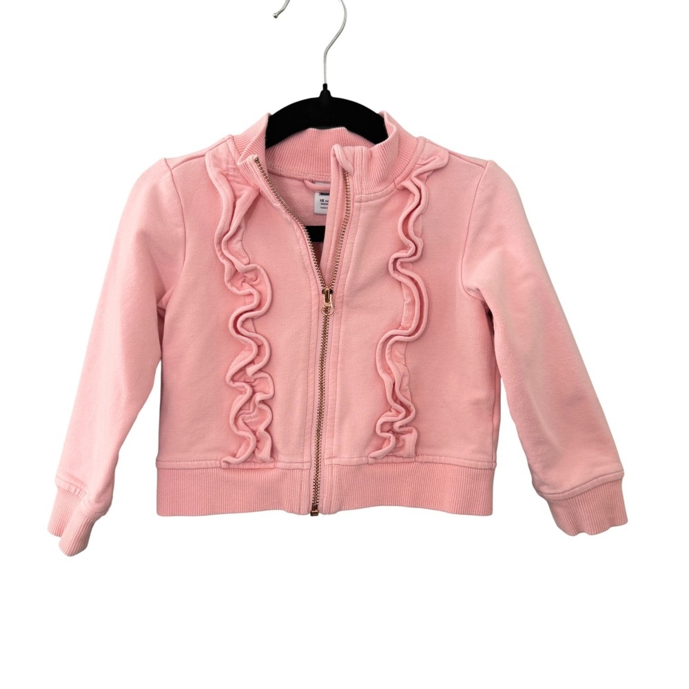 Janie and Jack Girls Full Zip Cardigan Sweater 18-24mo Pink Long Sleeve Spring